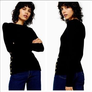 TOPSHOP black sweater w/ gold buttons